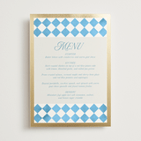 "Knightsbridge" - Foil-Pressed Menus in Sky by Jackie Crawford - Front