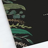 "Emerald Leaves" - Foil-Pressed Menus in Midnight by Susan Moyal - Detail