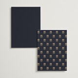"Botanical Tapestry" - Foil-Pressed Menus in Navy by Jess Rosa Beck - Back of Card Options