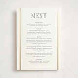 "Side Stripe" - Foil-Pressed Menus in Pearl by Nicole Walsh - Front