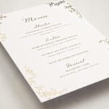 "Boho flower crest" - Foil-Pressed Menus in Ivory by Cass Loh - Detail