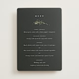 "Winter Garland" - Foil-Pressed Menus in Tuxedo by Leah Bisch - Front