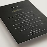 "Winter Garland" - Foil-Pressed Menus in Tuxedo by Leah Bisch - Detail