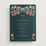 "Gilded Tapestry" - Foil-Pressed Menus in Midnight Garden by Simona Camp - Front