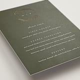 "Leaves" - Foil-Pressed Menus in Moss by Kelly Schmidt - Detail