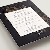 "Vintage Rose Garden" - Foil-Pressed Menus in Midnight by Grace Kreinbrink - Detail