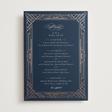 "Opulent Border" - Foil-Pressed Menus in Navy by Hooray Creative - Front