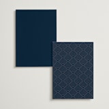 "Opulent Border" - Foil-Pressed Menus in Navy by Hooray Creative - Back of Card Options