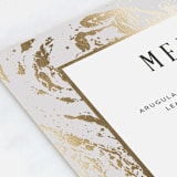 "Modern Marble" - Foil-Pressed Menus in Cloud by Kelly Schmidt - Detail