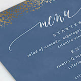 "Aspen" - Foil-Pressed Menus in Midnight by Kristie Kern - Detail