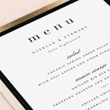 "Handsome Border" - Foil-Pressed Menus in Chalkboard by Hooray Creative - Detail