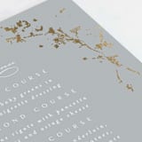 "love drops" - Foil-Pressed Menus in Pale by Phrosné Barwood - Detail