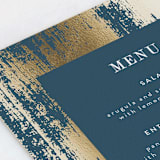 "Gold Leaf" - Foil-Pressed Menus in Indigo by Kelly Schmidt - Detail