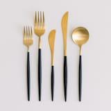 "LUNA FLATWARE // 5 PIECE SET IN BLACK + GOLD" - Flatware Sets in green by borrowed BLU