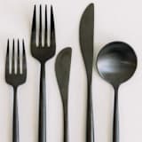 "LUNA FLATWARE // 5 PIECE SET IN MATTE BLACK" - Flatware Sets in green by borrowed BLU