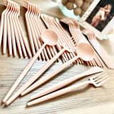 "Ultra Mod Cutlery Suite | Champagne Blush" - Flatware Sets in pink by Prêt-à-PartyNY