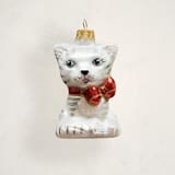 "Cat with Bow Glass Ornament by Glass By Iness" - Ornaments in Snow by Minted - Front