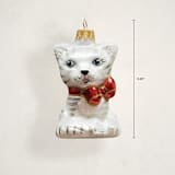 "Cat with Bow Glass Ornament by Glass By Iness" - Ornaments in Snow by Minted - Dimensions