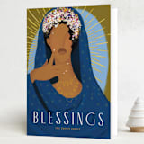 "Blessed" - Minted x The Met Holiday Cards in Olive by Marabou Design - Folded Card