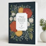 "Holiday Bouquet" - Minted x The Met Holiday Cards in Navy by Paper Raven Co. - Folded Card
