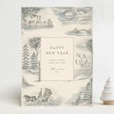 "Central Park Toile" - Minted x The Met Holiday Cards in Vanilla by Teju Reval - Front