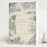 "Central Park Toile" - Minted x The Met Holiday Cards in Vanilla by Teju Reval - Folded Card