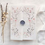 "Wildflower Vellum Jacket for 5x7 Wedding Invitation, Floral Printed Wrap, Elegant Invitation Sleeve, Set of 10" - Invitation Jackets and Overlays in multicolor by Self Stationery
