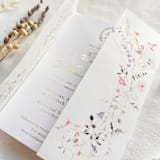 "Wildflower Vellum Jacket for 5x7 Wedding Invitation, Floral Printed Wrap, Elegant Invitation Sleeve, Set of 10" - Invitation Jackets and Overlays in multicolor by Self Stationery