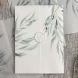 "Eucalyptus vellum wrap for invitations | Set of 10" - Invitation Jackets and Overlays in green by Maria Ferrer G.