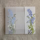 "Eleanor blue and white floral botanic garden printed vellum wrap for 5x7 card | pack of 10" - Invitation Jackets and Overlays in blue by Ivory Invitations