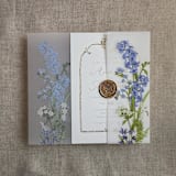 "Eleanor blue and white floral botanic garden printed vellum wrap for 5x7 card | pack of 10" - Invitation Jackets and Overlays in blue by Ivory Invitations