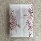"Burgundy etched grand peony floral printed vellum wrap for 5x7 card  | pack of 10" - Invitation Jackets and Overlays in red by Ivory Invitations