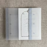 "Blue ribbons printed vellum wraps for 5x7 card | pack of 10" - Invitation Jackets and Overlays in blue by Ivory Invitations