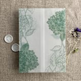 "Sage Hydrangea floral printed vellum wrap for 5x7 card | pack of 10" - Invitation Jackets and Overlays in green by Ivory Invitations
