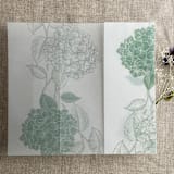 "Sage Hydrangea floral printed vellum wrap for 5x7 card | pack of 10" - Invitation Jackets and Overlays in green by Ivory Invitations