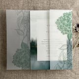 "Sage Hydrangea floral printed vellum wrap for 5x7 card | pack of 10" - Invitation Jackets and Overlays in green by Ivory Invitations