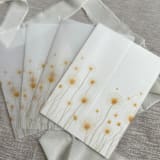 "Yellow dandelions vellum jackets for invitations | Set of 10" - Invitation Jackets and Overlays in yellow by Maria Ferrer G.