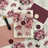 "Burgundy and Dusty Pink Floral Vellum (10 pack)" - Invitation Jackets and Overlays in clear by Carley Zuercher