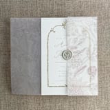 "Maeve botany cameo printed vellum wrap for 5x7 card | pack of 10" - Invitation Jackets and Overlays in pink by Ivory Invitations