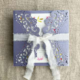 "Lavender Lace Lasercut Jacket for 5.25x5.25 inch Invitation | Pack of 10" - Invitation Jackets and Overlays in purple by Ivory Invitations