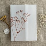 "Minimalist baby's breath flower rust color printed vellum wrap for 5x7 card | pack of 10" - Invitation Jackets and Overlays in bronze by Ivory Invitations