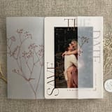 "Minimalist baby's breath flower rust color printed vellum wrap for 5x7 card | pack of 10" - Invitation Jackets and Overlays in bronze by Ivory Invitations