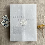 "Minimalist endless love floral white ink printed vellum wrap for 5x7 card | pack of 10" - Invitation Jackets and Overlays in white by Ivory Invitations