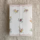 "Clara pink scallop floral edge printed vellum wrap for 5x7 card | pack of 10" - Invitation Jackets and Overlays in pink by Ivory Invitations
