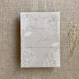 "Hydrangea white ink print vellum overlay for 5x7 card | pack of 10" - Invitation Jackets and Overlays in white by Ivory Invitations