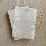 "Hydrangea white ink print vellum overlay for 5x7 card | pack of 10" - Invitation Jackets and Overlays in white by Ivory Invitations