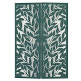 "Green Laser Cut Gatefold with Leaf Motif for 5x7 Card | Set of 10 | Envelopes Included" - Invitation Jackets and Overlays in green by Self Stationery