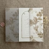 "Venetian floral lace hazelnut color printed vellum wrap for 5x7 card | pack of 10" - Invitation Jackets and Overlays in natural by Ivory Invitations