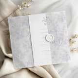 "Lavender Toile Vellum Jacket for 5 x 7 Wedding Invitations (Set of 10)" - Invitation Jackets and Overlays in purple by Caroline Russo