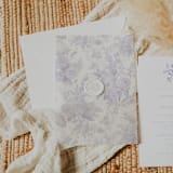 "Lavender Toile Vellum Jacket for 5 x 7 Wedding Invitations (Set of 10)" - Invitation Jackets and Overlays in purple by Caroline Russo